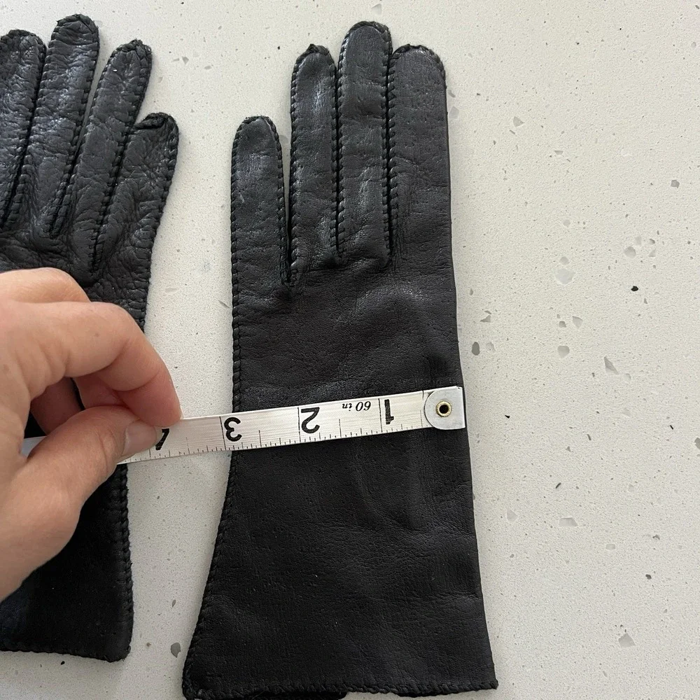 Vintage 50s 60s Genuine Deerskin Leather Gloves set White Black size 6 / 6.5
